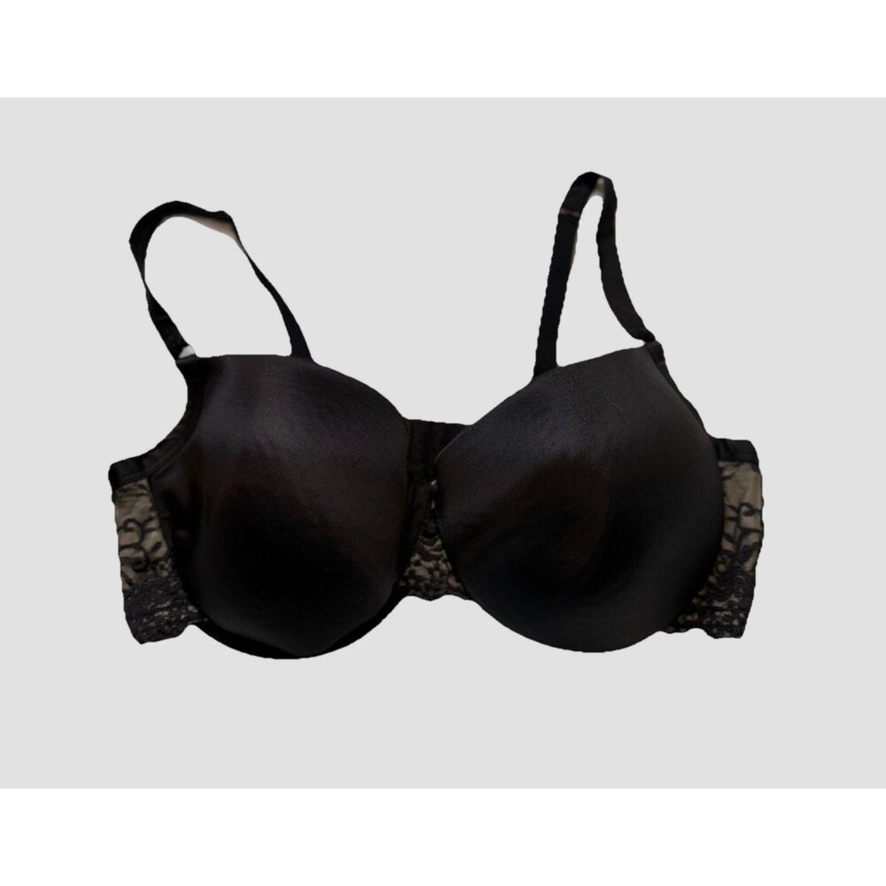 Cacique Underwire Lightly Lined 44DDD T-Shirt Bra Black Lace
